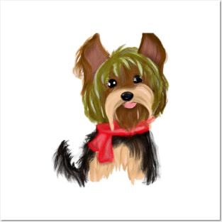 Cute Yorkshire Terrier Drawing Posters and Art